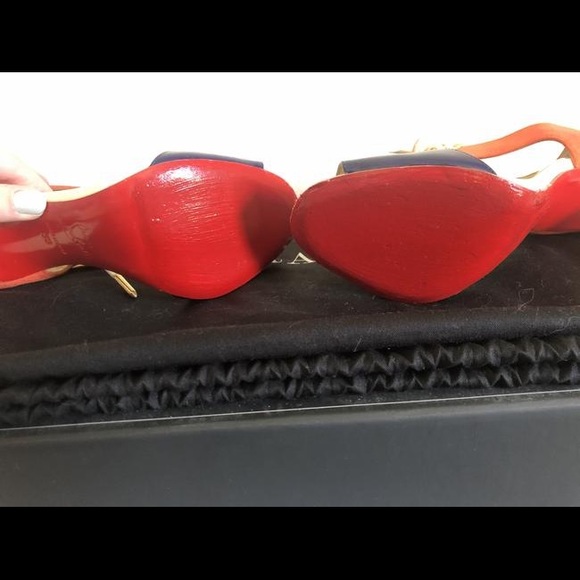 Christian Louboutin Orange Navy Mayerling Pumps - Picture 2 of 4